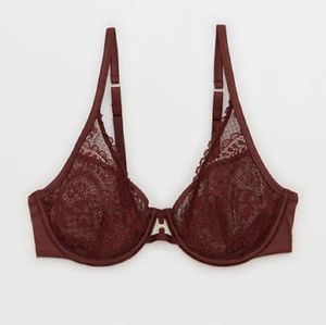 NWT Aerie Paisley Lace Unlined Bra 34DD Royyal Berry